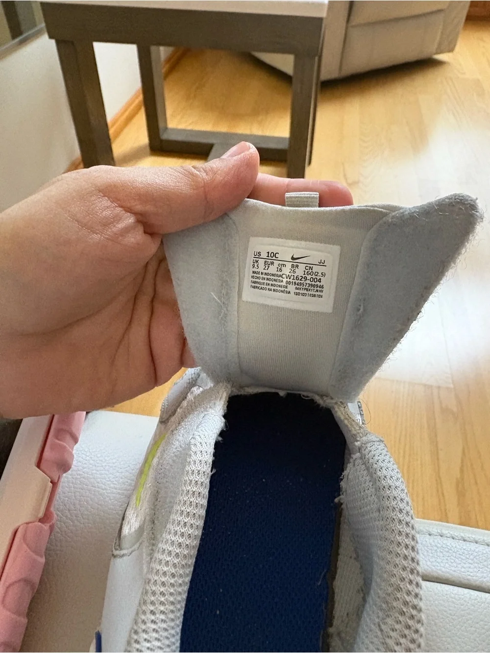 Nike Kids White Sneakers with Blue and Neon Green Accents